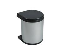 Affaldsspand 15L rund m/låg krom/sort